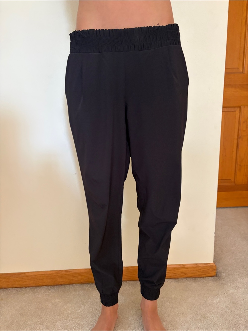 Athleta Black Smocked Waist Jogger Pants